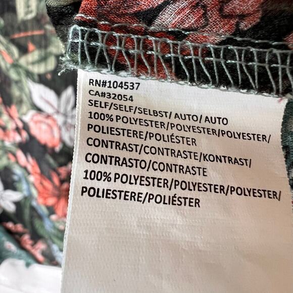 Anthropologie Tiny Blouse Womens Size Medium Teal Floral Geometric Sheer Wrap - Picture 14 of 16